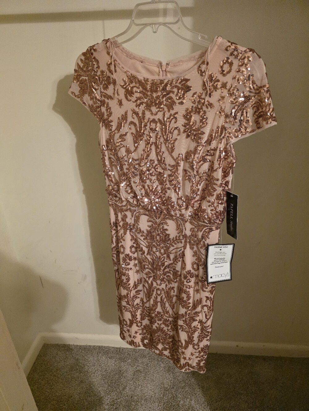 Adrianna Papell Metallic Rose Gold Dress & Life Stride Strappy Heels